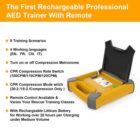 AED Trainer Kit With Realistic AED Simulator For CPR Practice, Semi And Full Auto Modes, Voice Prompts, Metronome, Orange Version