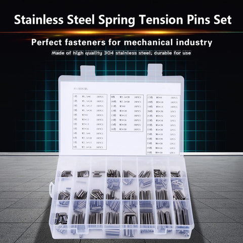 280 Pieces Roll Pin Set M1.5 M2 M2.5 M3 M4 M5 M6 M8 Stainless Steel With Box Slotted Spring Pins Assortment Kit Dowel Pins Tension Pins