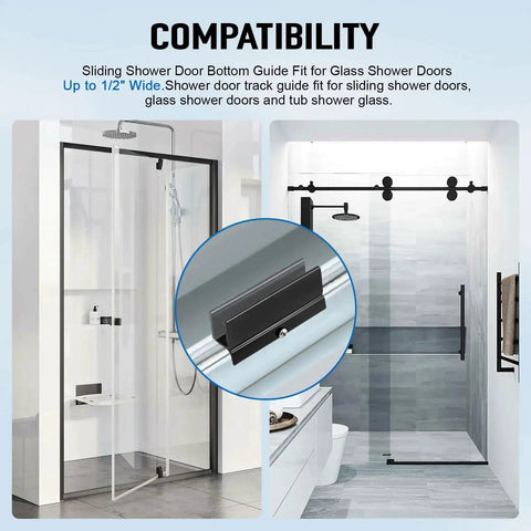 Sliding Shower Door Bottom Guide For Glass Doors Up To Half Inch Wide Plastic Track Guide Measuring Half Inch Wide By Three Inches Long Replacement Parts For Sliding Shower Doors Durable Track Guide Kit Includes 2 Pieces installed