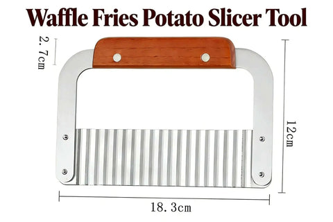 French Fry Slicer With Stainless Steel Blade And Wooden Handle For Crinkle And Waffle Fries Pickles And Veggies Durable Kitchen Knife