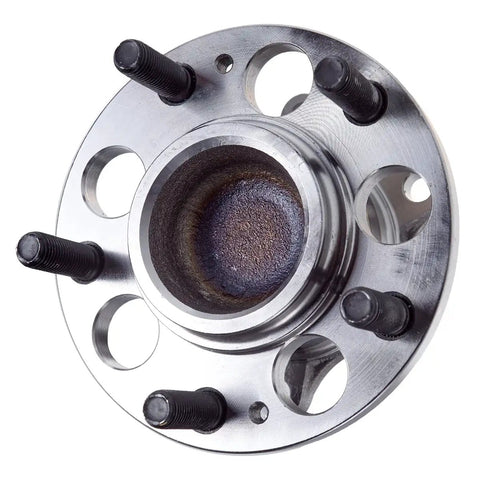 Rear Wheel Hub And Bearing Assembly Compatible With 2011-2016 Hyundai Elantra And 2014-2018 Kia Forte Koup Forte5 High Load Capacity OE Quality Replacement Durable Wheel Hub Bearing For Smooth Rides, showing steel studs and mounting holes.
