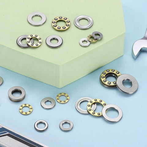 Eight F8-22M thrust bearings with washers, chrome steel, 8mm x 22mm x 7mm