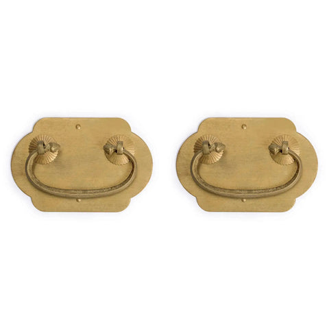 Prosperity Solid Brass Drawer Pulls Set Of 2, 2.7-Inch Cabinet Handles With Warm Patina Finish displayed on white background