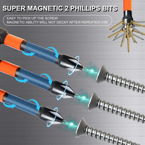 Ten Pack PH2 Magnetic Phillips Bits For Impact Drivers Two Inch Long With One Fourth Inch Hex Shank Premium S2 Steel Construction