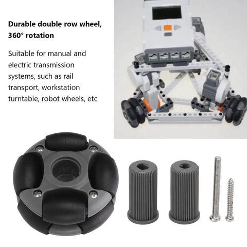 Omni Directional Wheel 48mm For Robots With 2kg Load Nylon Robotic Wheel With Shaft Couplings And Screws for 360 Degree Rotation
