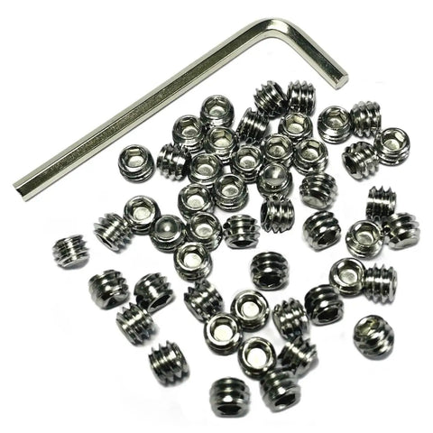 50 Piece Set Screws One Quarter Twenty By Three Sixteenths Inch 304 Stainless Steel Allen Head Hex Socket Grub Screws With Allen Wrench