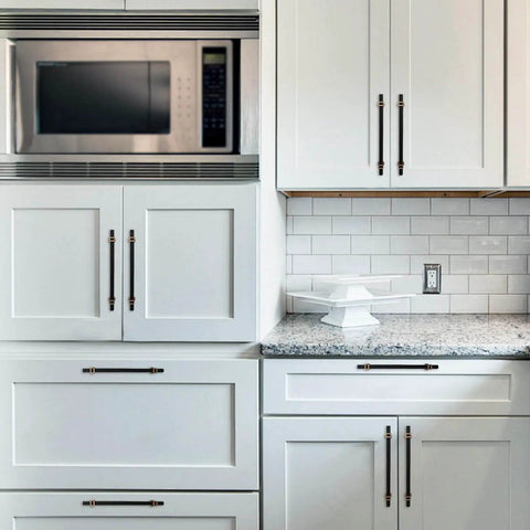 Six Pack 10 Inch Cabinet Pulls Knurled Matte Black And Champagne Bronze Aluminum And Zinc Alloy Drawer Handles on kitchen cabinets
