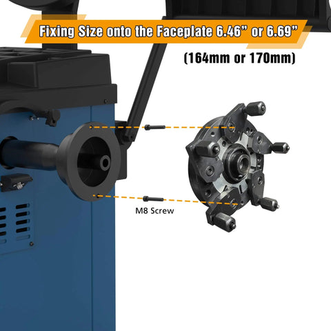 Universal Wheel Balancer Adaptor Plate No Fuss For Tire Balancing Machine Clamp Fitment with fixing size labeled