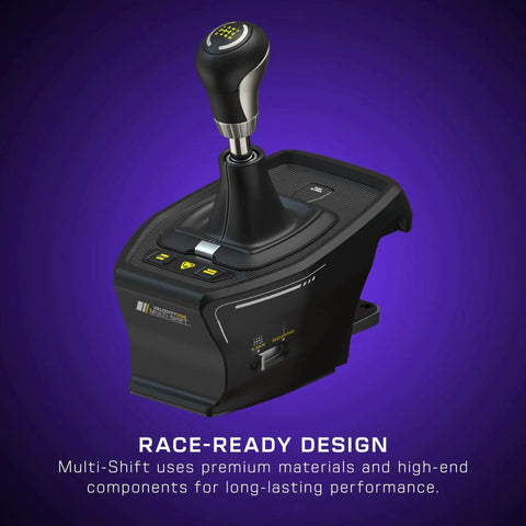 VelocityOne multi-shift sim racing shifter and handbrake, black, front view