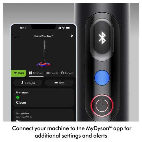 Dyson PencilVac Fluffycones Cordless Vacuum, dark gray with Bluetooth app control on smartphone