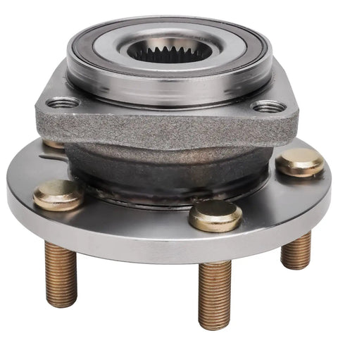 Front view of Front Wheel Bearing Hub Kit With Outer Tie Rods For 2005 2014 Subaru Outback And Legacy Ready To Install Direct Fit OEM Grade Suspension Replacement Includes Two Front Wheel Bearings Hubs And Two Outer Tie Rod Ends