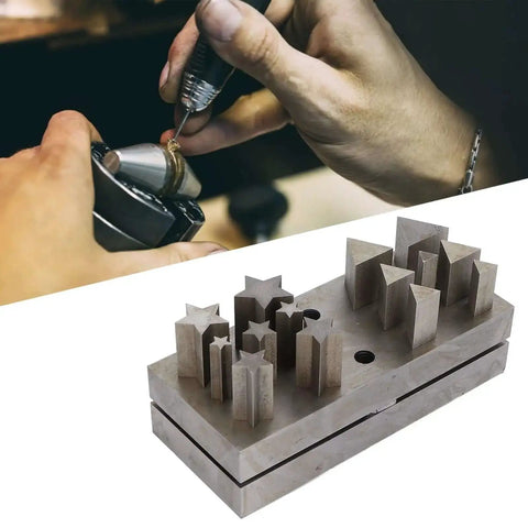 Pro Grade Jewelry Punch Die Disc Cutter Set With Assorted Shapes And Sizes, used in crafting and jewelry making projects.