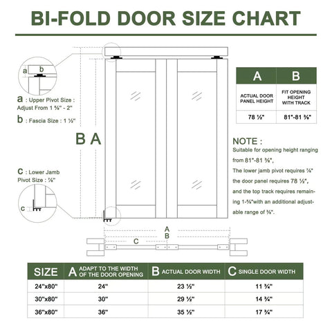 Bi-fold door size chart for Rattan Bifold Closet Door With Cane Webbing And Wood Interior Black Barn Style Doors