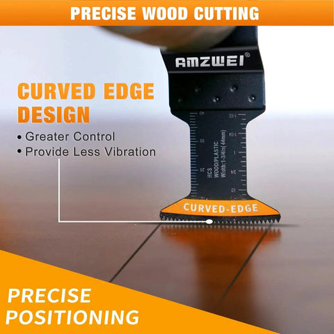Titanium Oscillating Tool Blades Set, 50 Pcs Includes 6 Titanium Blades, 22 Curved Edge HCS Blades, And 22 HCS Blades For Metal Wood Plastic, Quick Release, Compatible With Dewalt Milwaukee Ryobi Rockwell Fein Pro Grade cutting wood with curved-edge design