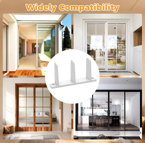 Four Pack Closet Door Floor Guides For Floor Sliding Doors Fits One And Three Eighths Inch Thick White With Eight Screws Durable ABS Material Waterproof And Wear Resistant Ideal For Cloakrooms Bathrooms And Kitchens