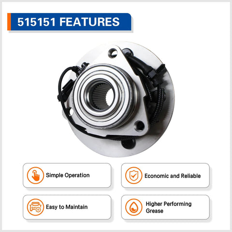 Front Wheel Hub And Bearing Assembly 515151 For Ram 1500 2012 To 2018 And 2019 Ram 1500 Classic 5 Lug With ABS Direct Fit
