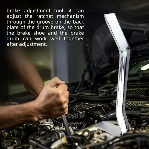Go To Metal Offset Brake Spoon Tool For Auto Repair Built Tough Universal Brake Adjusting Tool in use on car engine