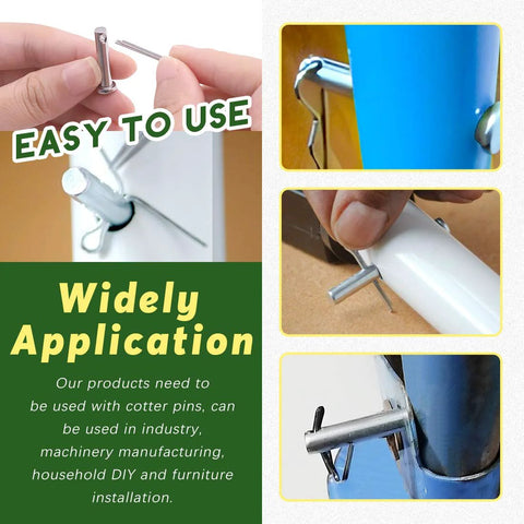 Clevis Pin Assortment Kit For Quick Fixes 96Pcs 304 Stainless Steel Clevis Pins in use for DIY and machinery projects.