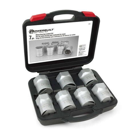 Wheel Bearing Locknut Socket Set for DIY Pros, 7 Piece Remover Toolkit with sockets in open sturdy case