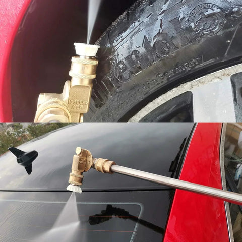 Radiator Cleaning Wand Accessory With Quick Connect Pivoting Coupler 240 Degree Swivel For Pressure Washer in action on car surfaces