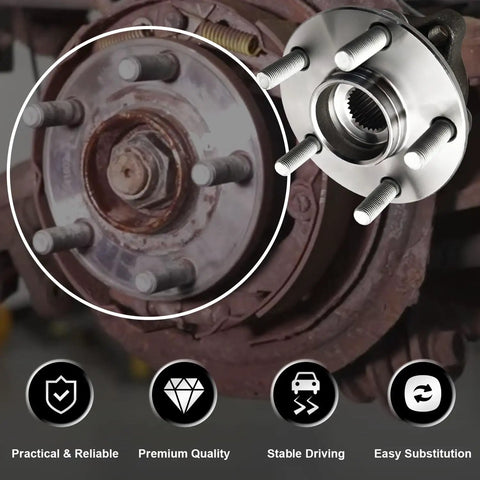 Beefy Front Wheel Hub and Bearing Assembly Set for 2005 to 2014 Outback and Legacy with 5 Lug Bolts and ABS installed