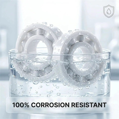 Two Pack 608 Zirconia Full Ceramic Bearings ultra smooth eight mm ID 22 mm OD seven mm thick in water highlighting corrosion resistance