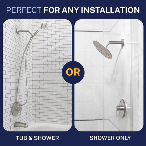 Solid Metal Single Handle Shower Trim Kit With Rough In Valve And Pressure Balance, Brushed Nickel Finish for tub and shower