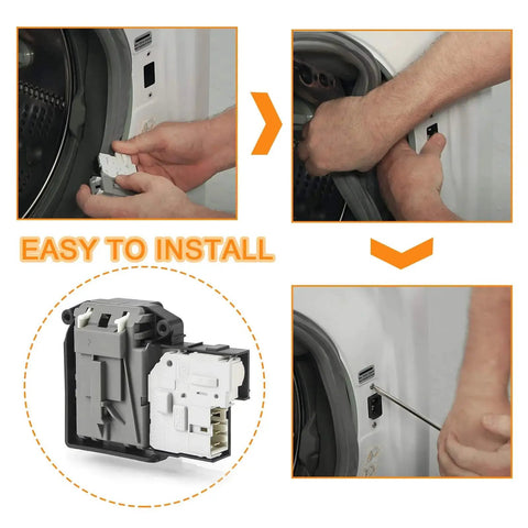 Washer door lock switch assembly for LG front-load and Kenmore 796-series; gray plastic module with connectors.