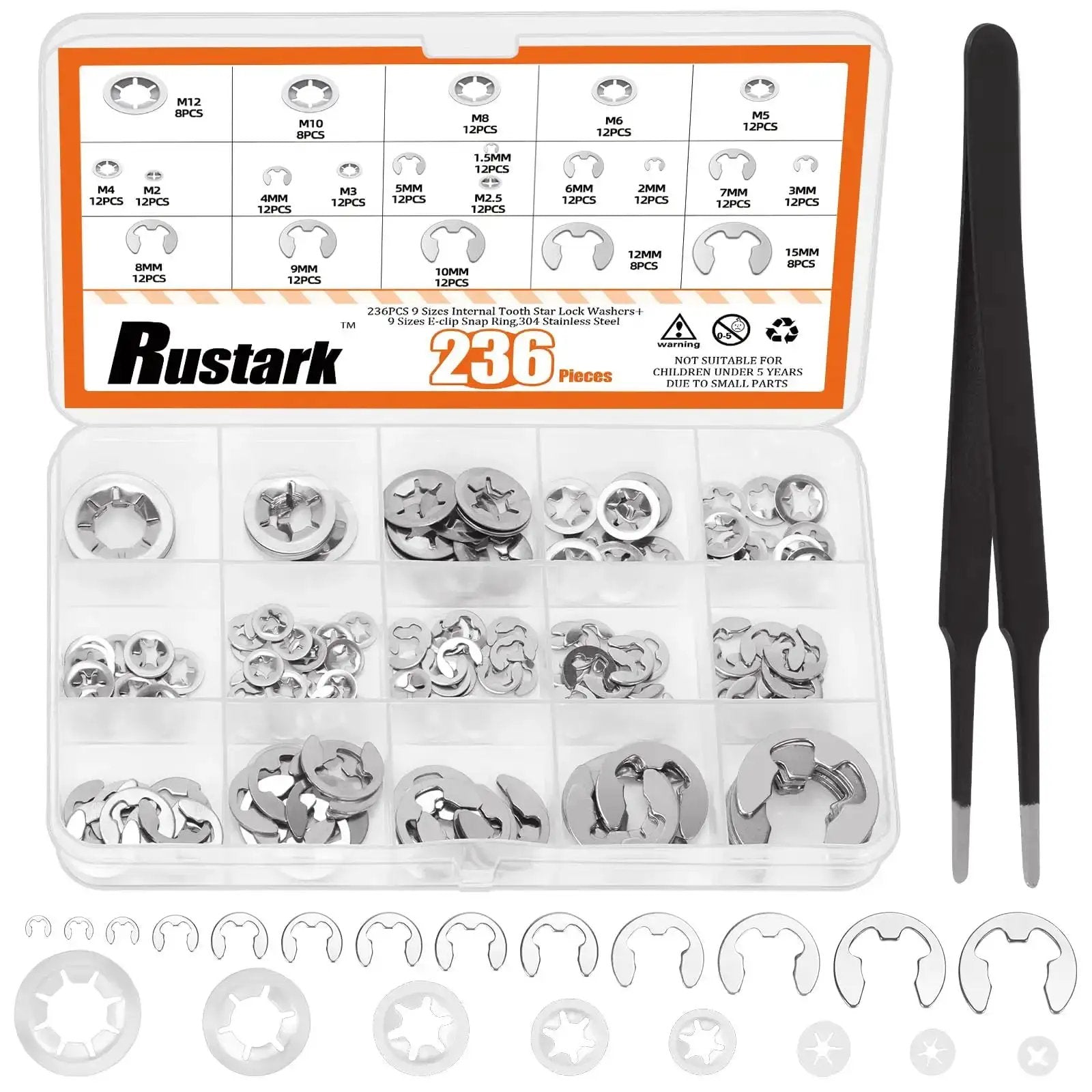 Stainless Steel E Clips and Internal Tooth Star Lock W...