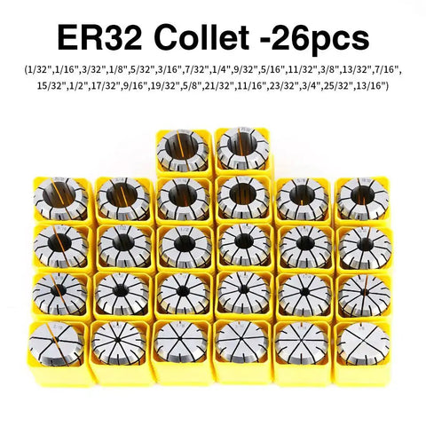 26 Piece ER32 Spring Collet Set For CNC Engraving Machines And Milling Lathes