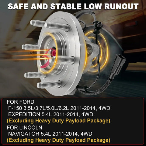 Front Wheel Bearing Hub Assembly For Expedition F150 Lincoln Navigator 2011 2014 6 Lug 4WD 4x4 ABS Ready 515142