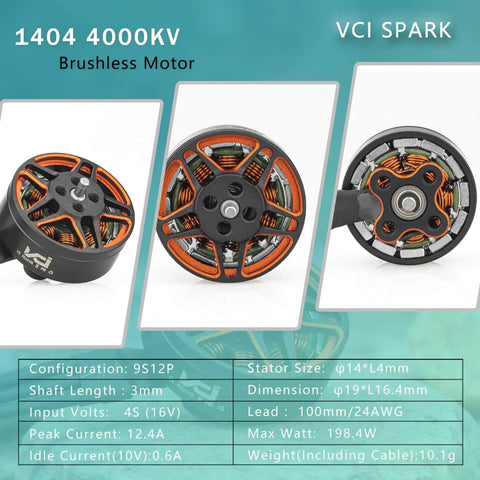 Set Of Four VCI 1404 4000KV FPV Brushless Motors For 3 Inch Toothpick Micro Drones 4S Ready 16V 19x16.4mm 1.5mm Shaft Lightweight