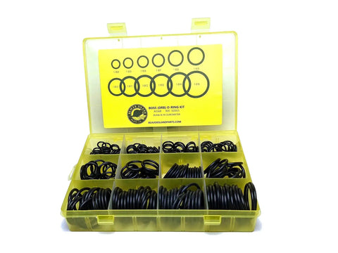 Heavy Duty Hydraulic O Rings Kit With ORB Fittings, 245 Piece Set, 12 Common Sizes, SAE 900 Series Buna N 90 Durometer, in storage case
