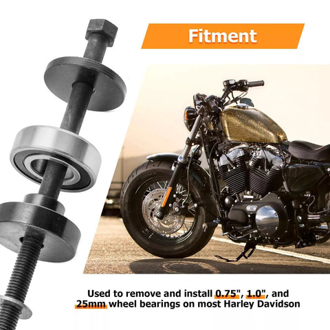 Motorcycle Wheel Bearing Removal And Installation Kit For Harley-Davidson Three Quarters Inch, 1 Inch, And 25mm Bearings tool
