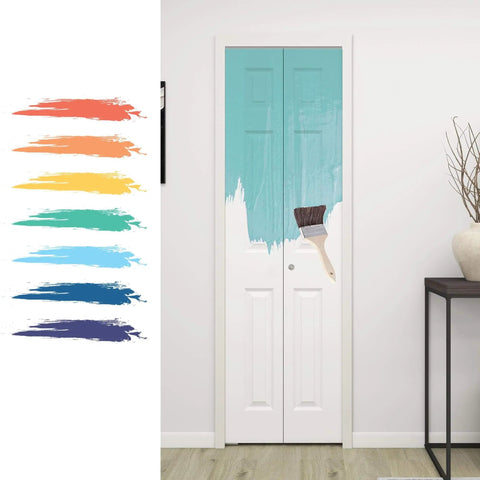 24 Inches By 80 Inches Bifold Barn Door With Hardware Kit, White Primed 6 Panel Hollow Core Interior Closet Door, partially painted