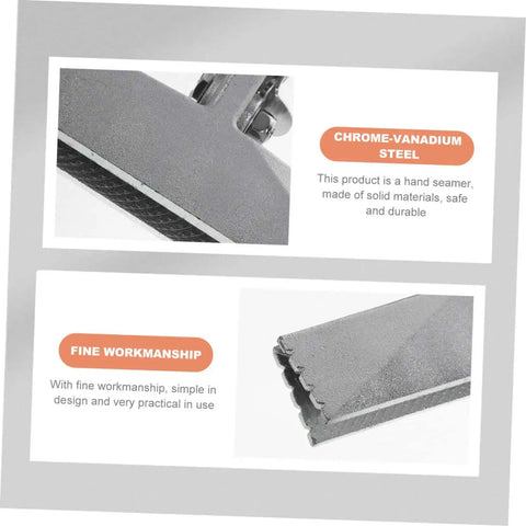 Close-up of manual metal bender tool chrome-vanadium steel and fine workmanship details for sheet metal folding and flattening.