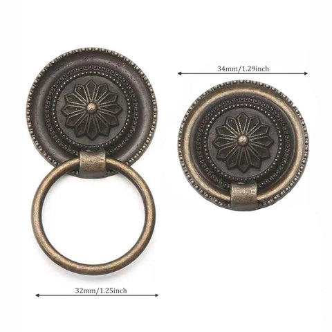 Antique Round Drawer Pulls Vintage Style Knobs for Furniture Cabinet Cupboard Dresser Bronze Finish Zinc Alloy 8 Pieces