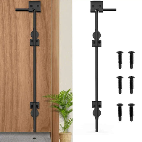 36 Inch Cane Bolt Heavy Duty Gate Drop Rod Latch For Wood Fence Metal Gate Vinyl Fence Ground Fix Floor Latch Black Coating