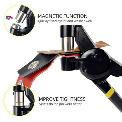 3/8 Inch Grommet Tool Kit Handheld Eyelet Press With Manual Grommet Press Machine, 500 Pcs 10 Mm Grommets, magnetic jaw detail