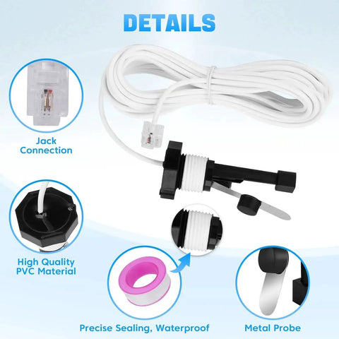 Upgraded GLX-FLO-RP Pool Flow Switch Assembly with 15 ft cable, metal probe, for Hayward Goldline Aqua Rite Salt Chlorine Generator Systems