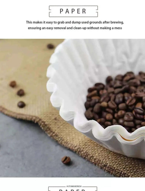 Large 12 Cup Commercial Coffee Filters Pro Quality All Natural Big And Tall Filter Set with coffee beans inside