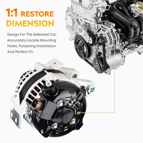 Premium 12V Car Alternator Replacement For 2.4L Toyota Camry Not Hybrid, Scion XB 2.4L, Corolla XRS 2.4L, And Matrix 2007-2013