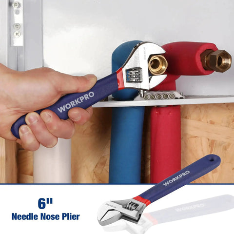DIY Ready Home Tool Kit With 100 Piece Hand Tool Set wrench in use on plumbing fixture