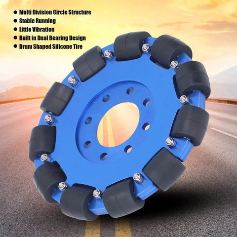 Five Inch Omnidirectional Robot Wheel With Aluminum Alloy Hub Dual Bearings Silicone Rollers For Smooth Lateral Movement
