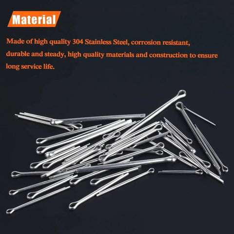 304 Stainless Steel Cotter Pin Assortment Kit With 100 Pieces In Six Common Sizes M1.6x25 M2.5x25 M2.5x40 M3.2x30 M3.2x40 And M4x60