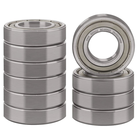 XiKe 6205ZZ double-sealed deep groove ball bearing, 25x52x15mm, chrome steel, 10-pack
