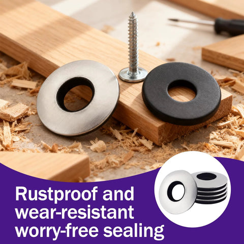 Ranstac 5/16x1-1/4 stainless steel and black neoprene EPDM bonded sealing washers; two washers and a screw shown