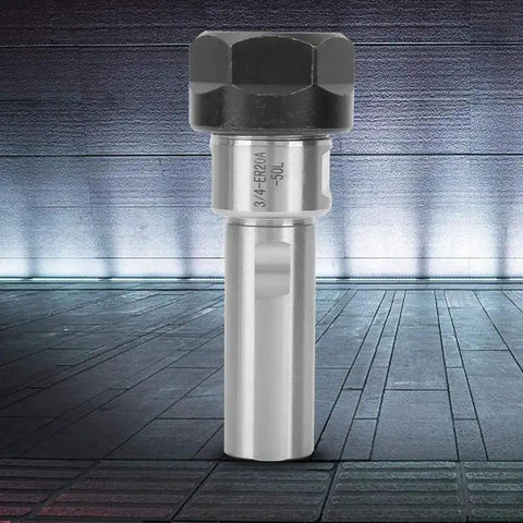 Long Reach CNC Milling Tool Extension Holder With Three Quarters Inch Shank 50mm ER20A-50L displayed in industrial setting