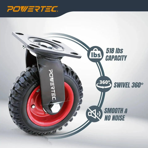 8 Inch Caster Wheels Set Of 4 With 2 Swivel And 2 Fixed Heavy Duty Casters Rubber Knobby Tread All Terrain for Workbench Dolly
