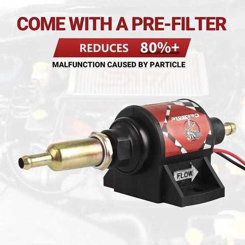 Universal 12V Inline Fuel Pump For Cars And Trucks With Five Sixteenth Inch Inlet And Outlet 28 GPH At Two To Three Point Five PSI